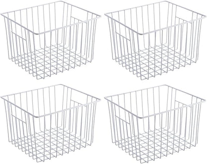 SANNO 11“ Freezer Baskets Storage Organizers, Farmhouse Organizer Bins for Cabinets, Pantry, Closets, Bedrooms