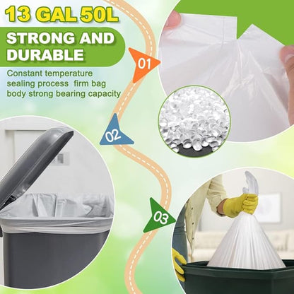 SWIHELP Tall Kitchen Trash Bags 13 Gallon Garbage Bags 50 Liters Plastic Trash Can Liners Waste Basket Bin Liners for Home Office Outdoor 160 Counts