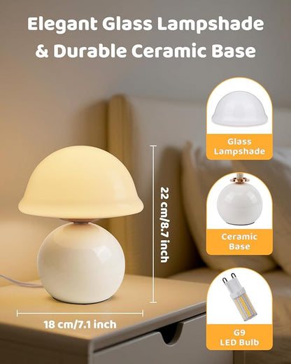 Mushroom Table Lamp for Bedroom, Cozy Bedside Lamp