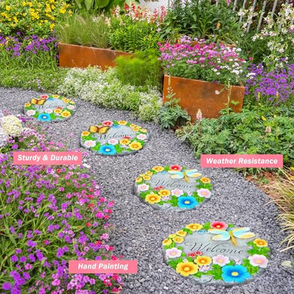2 Pack Garden Stepping Stones Outdoor 10 Inch Round Cement Stepping Stones (2 Count)