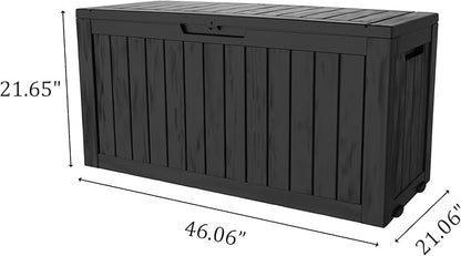80GAL Black Resin Deck Box - Large Waterproof Storage for Patio Furniture, Pool Floats & Garden Supplies - Lockable, UV-Resistant for Backyards, Pool Decks