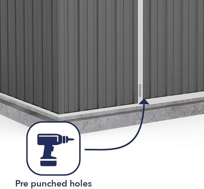 Absco Premier Storage Sheds, 10'x7' Metal Garage, DIY Backyard Shed, Utility Tool Storage, Weather & Wind Resistant Aluminum Panels & Steel Frame, Maintenance-Free, 12 Year Warranty, Woodland Gray