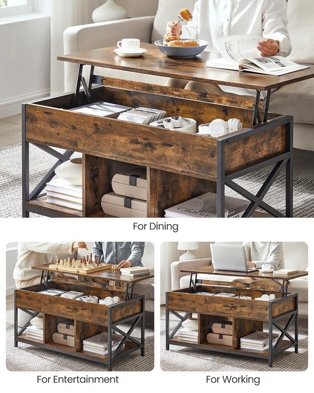 Lift Top Coffee Table with Storage Shelf