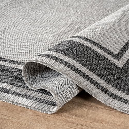 Outdoor Rug 5x7 Modern Bordered Area Rugs for Indoor and Outdoor Patio Deck Porch Garden Waterproof Weather Sun Resistant Washable Outside Carpet (35 Sq Ft)