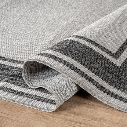 Outdoor Rug 5x7 Modern Bordered Area Rugs for Indoor and Outdoor Patio Deck Porch Garden Waterproof Weather Sun Resistant Washable Outside Carpet (35 Sq Ft)