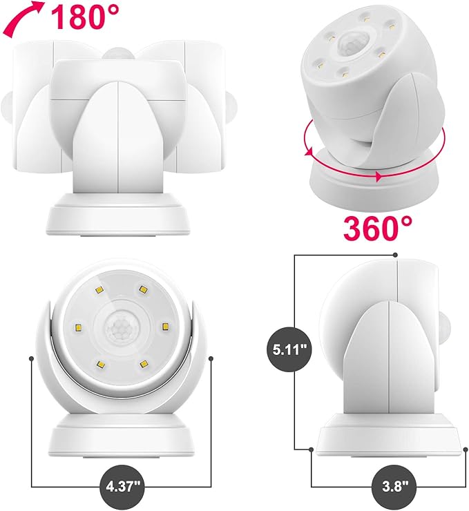 HONWELL Battery Operated Motion Sensor Light Outdoor Wireless Waterproof