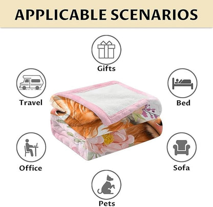 Highland Cow Gifts for Kids - 30" x 40" Inches Cute Highland Cow Throw Blanket for Girls Boys - Pink Warm Cozy Blankets for Sofa, Lap & Office