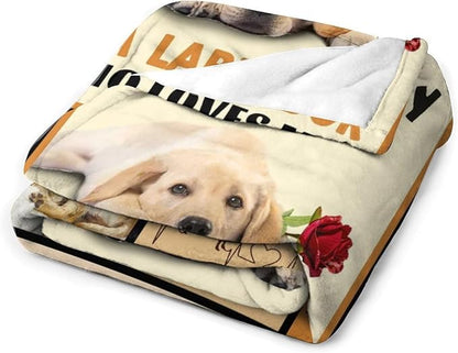 Labrador Dog Print Blanket Best Dog Pet Animal Throw Blankets for Couch Sofa Stuff Decor Gifts Lightweight Soft Cozy Fleece Plush Warm Flannel Bedding for Lover Man Woman Teen Adults 60"x80"