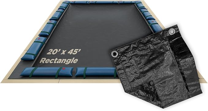 Buffalo Blizzard Economy 20 ft x 45 ft Rectangular Winter Pool Cover | Black/Blue | Closing Inground Swimming Pools | Easy to Install | Heavy Duty, Cold & UV Resistant | Shields from Seasonal Debris