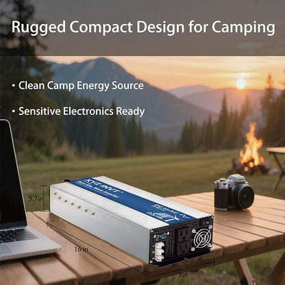 3500W Pure Sine Wave Inverter 24V to 120V AC, 7000W Peak Power - Portable Power Converter for Solar System, Off-Grid Home, RV, Truck & Camping