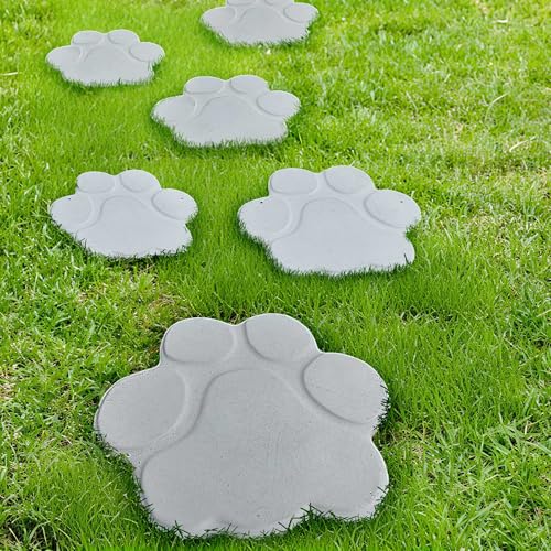 Set of 2 Large Paw Print Stepping Stones Mold Pavers for Outside Walkway (2 Count)