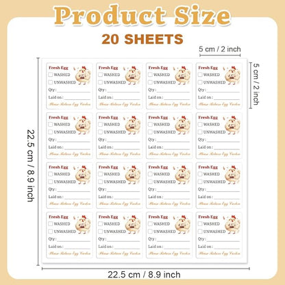 320 Pcs Egg Carton Labels, 2 Inch Square Farm Fresh Lain on Sticker PET Adhesive Egg Packaging Sticker for Box Container Carton Farm Supplies