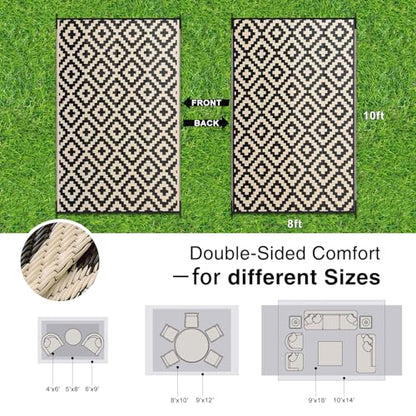 Outdoor Rug 8x10 ft Waterproof Reversible Mat