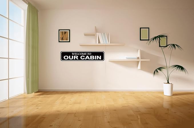 Welcome to Our Cabin Vintage Metal Sign - Rustic Cabin Decor for Porch or Wall - Outdoor Tin Sign for Log Homes & Mountain Retreats - 16 x 4 Inch