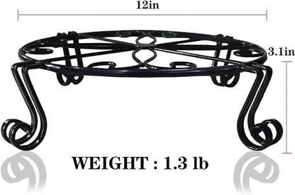 2 Pack Black Plant Stand for Flower Pot Heavy Duty Potted Holder Indoor Outdoor Metal Rustproof Iron Garden Container Round Supports Rack for Planter Bronze, Pumpkin Stand Outdoor…