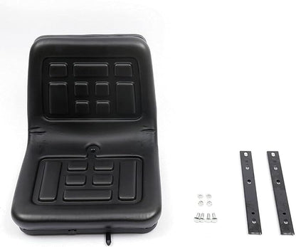 Universal Lawn Mower Seat, Tractor Seat with Back Rest Universal PU Leather Tractor Seat with A Drain Hole Water-Resistant & Adjustable Rails For Loader, Tractor, Loader Excavator
