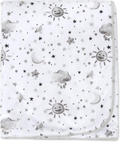 Sherpa Fleece Baby Blankets for Boys and Girls – Colorful, Reversible Baby Blankets for Newborns, Infants, Toddlers, and Nursery (Sunny & Starry Skies)