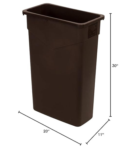 Carlisle FoodService Products 34202369 TrimLine Rectangle Waste Container Trash Can Only, 23 Gallon, Dark Brown