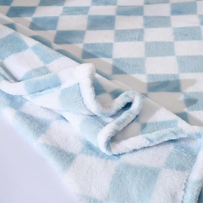 4 Pcs Baby Blankets, Fluffy Small Crib Blankets for Boys, Fleece Checkered Blanket, Toddler Receiving Blankets 30×40