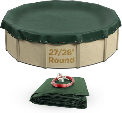 Buffalo Blizzard Ripstopper 28 ft Round Winter Pool Cover | Green Heavy Duty Cover for Closing Above Ground Swimming Pools | Easy to Install | Cold & UV Resistant | Shields from Seasonal Debris
