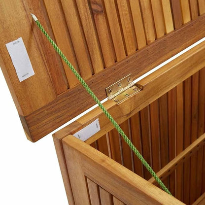 vidaXL Wooden Deck Box - Outdoor Teak Storage Chest, Ideal for Patio Furniture Cushions, Pool Accessories, Garden Tools - Water-Resistant Bag Inside - 23.6''x19.7''x22.8'', Solid Acacia Wood