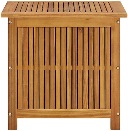 vidaXL Wooden Deck Box - Outdoor Teak Storage Chest, Ideal for Patio Furniture Cushions, Pool Accessories, Garden Tools - Water-Resistant Bag Inside - 23.6''x19.7''x22.8'', Solid Acacia Wood