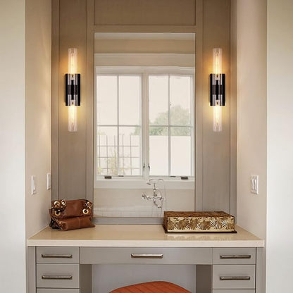 Modern Wall Sconces, 22.8in Black, 2-Light Indoor Wall Mounted Sconces