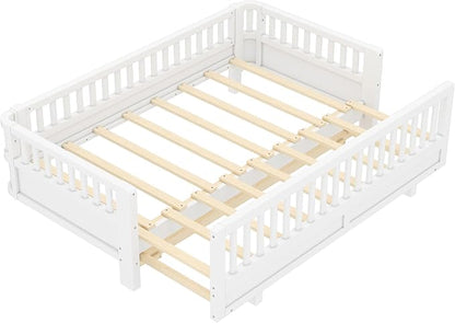 Bellemave Queen Floor Bed or Twin XL Montessori Floor beds for Kids, Twin XL Can Be Converted into a Queen Platform Bed, White