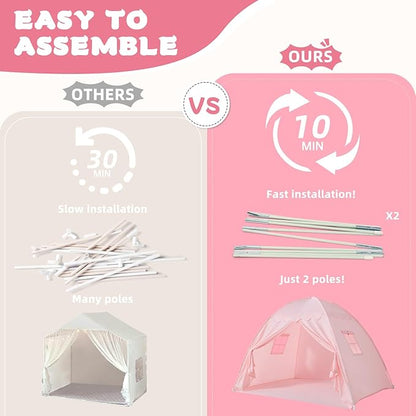 Full Size Bed Canopy for Kids：Girls Bed Tent Dream Privacy Sleeping Tents Indoor - Toddler Under Bunk Pink Tent - Girls & Boys Bedroom Privacy Space Sleeping Tents Gifts (Large Pink)