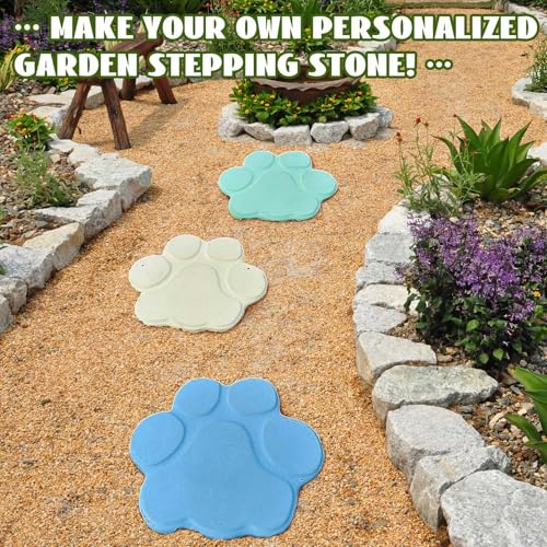 Set of 2 Large Paw Print Stepping Stones Mold Pavers for Outside Walkway (2 Count)