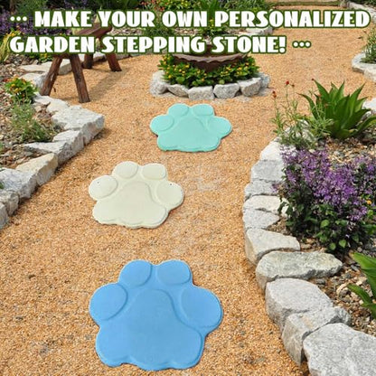Set of 2 Large Paw Print Stepping Stones Mold Pavers for Outside Walkway (2 Count)