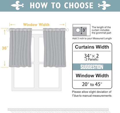 ChrisDowa Small Window Curtains 36 inches Long for Bedroom - Grommet Short Thermal Insulated Room Darkening Curtains for Kitchen (2 Panels, Biscotti Beige, 34 x 36 Inch)