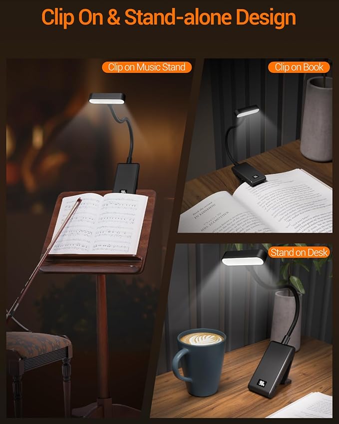 Rechargeable Clip On Reading Lamp, 9 Led 90 Hours