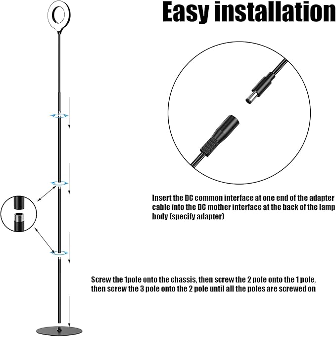 JKSWT LED Floor Lamp, 3 Brightness Levels Eye-Caring Dimmable Standing Reading