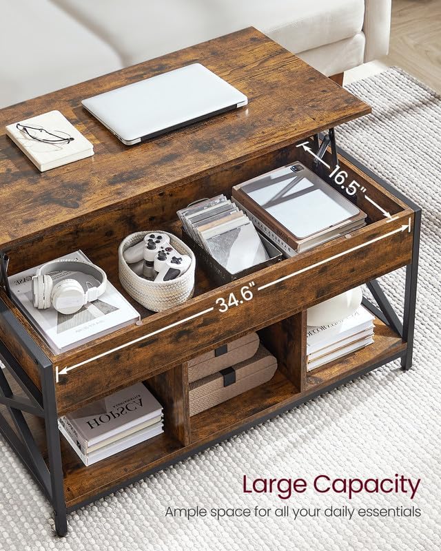 Lift Top Coffee Table with Storage Shelf