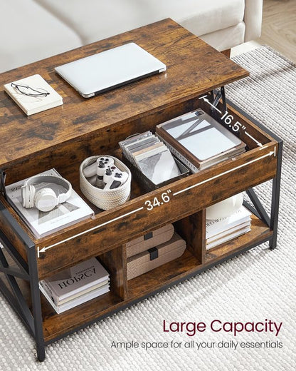 Lift Top Coffee Table with Storage Shelf