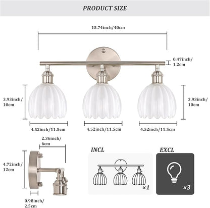 Bathroom Light Fixtures, 3-Light Vanity Wall Light Over Mirror