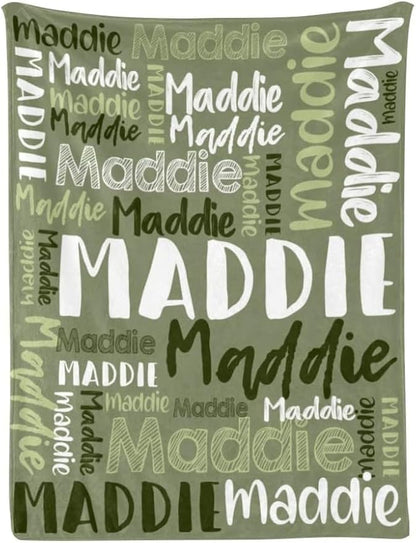 Dr.TOUGH Personalized Blankets with Name Customized Baby Blankets for Girls Boys Adults Monogrammed Blankets and Throws Christmas Birthday Mothers Fathers Valentines Day Gift (Mossy, 40''×50'')