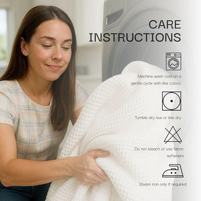 Salt Earth GOTS Certified 100% Organic Cotton Throw Blanket, 108"x90" Waffle Blankets & Throws for Bed, Throw Blanket for Couch, Cozy Christmas Blankets and Throws for Christmas Gifts (Sea Foam)