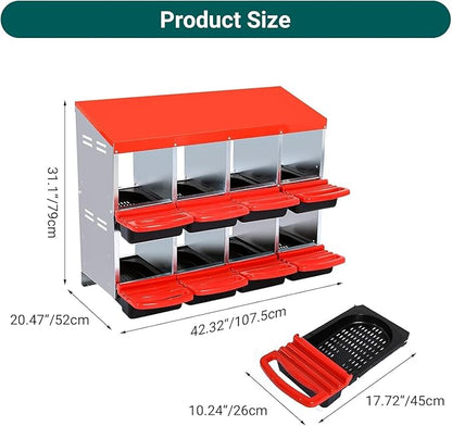 Nesting Boxes for Chickens - 8-Hole Chicken Nesting Boxes for Laying Eggs,Chicken Nesting Box with Lockable Lid - Secure Egg Laying Box for Farm & Backyard - Easy Egg Collection & Protection