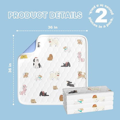 Bed Wetting Pads for Kids & Toddlers, 36"x36" 5 Layer Waterproof Washable Pee Pads, Potty Training Mattress Protector, Absorbent Chuck Pads Non Slip for Bedwetting Kids, Hospitals, Pet (White,2Packs)