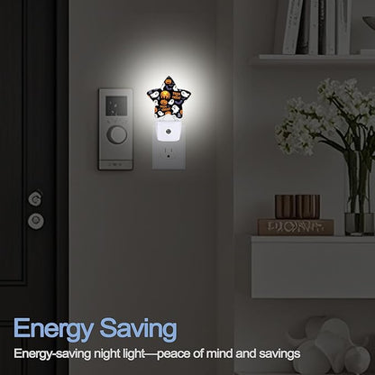 Halloween Pumpkin Night Light, Ghost Bats Plug-in Star Night Lights