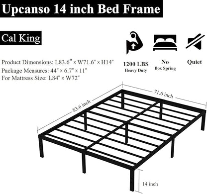 California King Metal Bed Frame, 14 Inch Heavy Duty Storage Platform Bed Frame with 2500lbs Steel Slats Support, Easy Assembly, Black