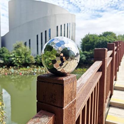 304 Stainless Steel Gazing Ball Sculptures Diamond Ball Decoration Mirror Hollow Decor Ball Reflective Garden Sphere Hollow Metal Ball Ornament Statues Gazing Globe for Home Garden (3 inch)
