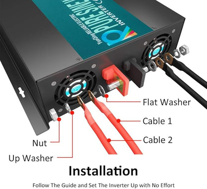 WZRELB 3000watt Pure Sine Wave Inverter 12V DC to 120V AC 60HZ with LED Display Wireless Remote Controller Car Inverter Generator (RBP300012VCRT)
