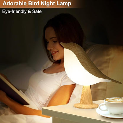VoMii Bird Table Lamp, Small Desk Lamp Cordless Touch Dimmable Night Light