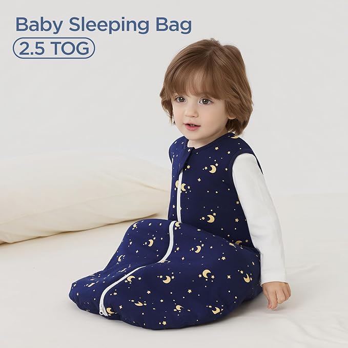 Duomiaomiao 2.5 TOG Baby Sleep Sack 100% Cotton Winter Baby Wearable Blanket, Warm Quilted Comfy Toddler Sleeping Sack