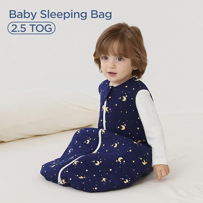 Duomiaomiao 2.5 TOG Baby Sleep Sack 100% Cotton Winter Baby Wearable Blanket, Warm Quilted Comfy Toddler Sleeping Sack