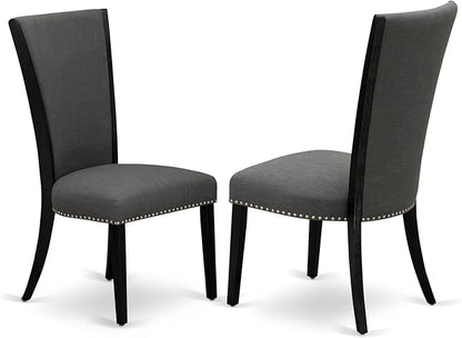 East West Furniture V626VE650-5 5 Piece Dining Set Includes a Rectangle Dining Room Table with V-Legs and 4 Dark Gotham Linen Fabric Parson Chairs, 36x60 Inch, Multi-Color