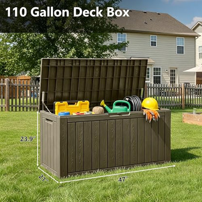 110 Gallon Waterproof Large Resin Deck Box